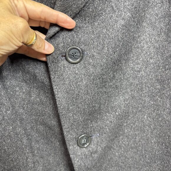(T7) Bullock Jones Men's Vintage 100% Cashmere Grey Coat, Size 46 R, Long - Picture 15 of 15